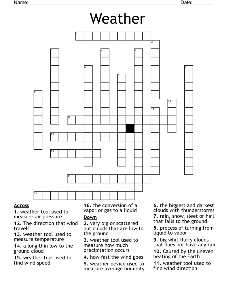 Weather Crossword