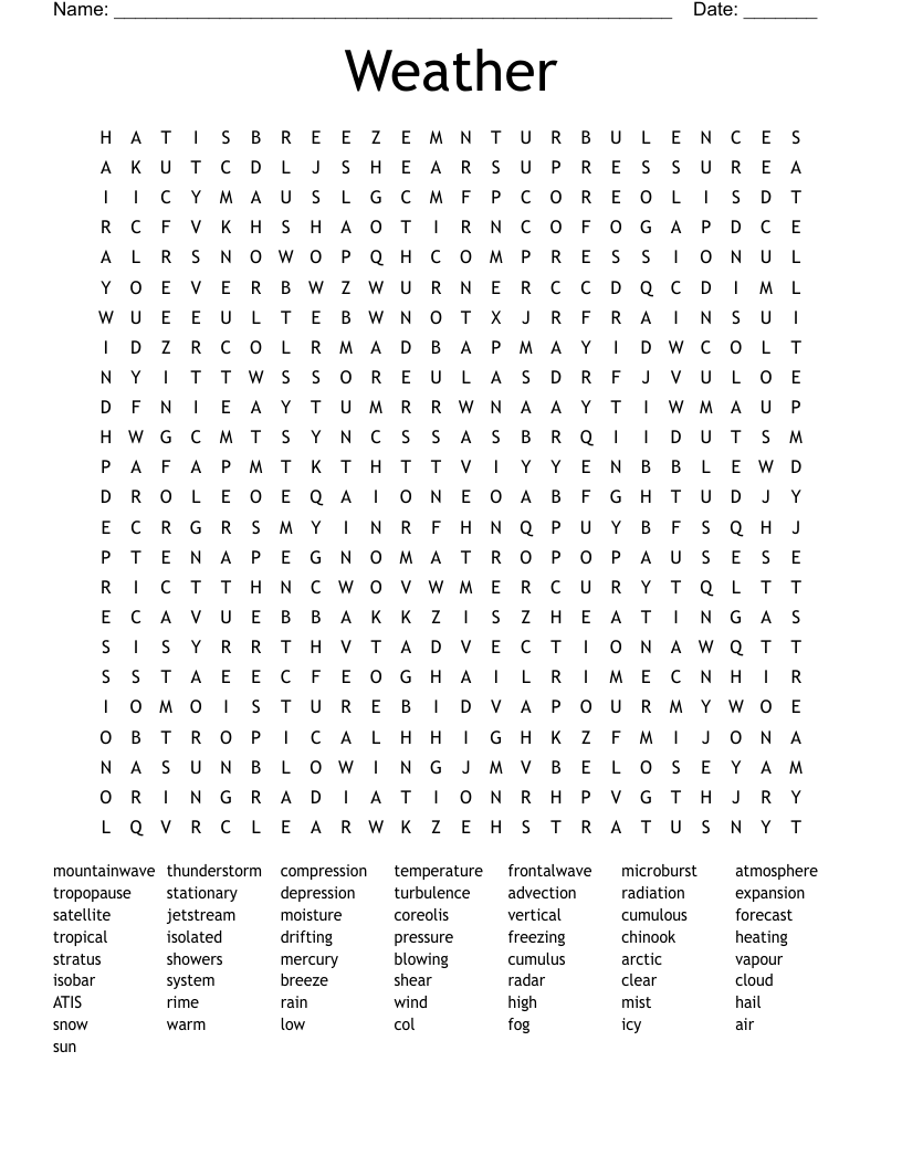 Weather Word Search