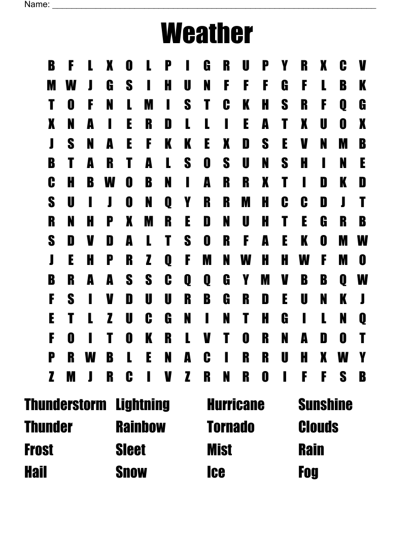 Weather Word Search