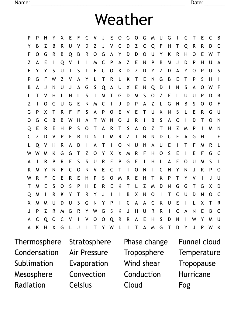Weather Word Search