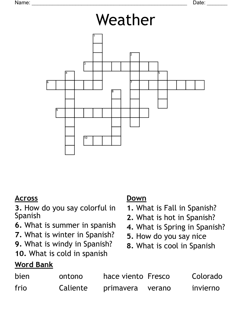 Weather Crossword