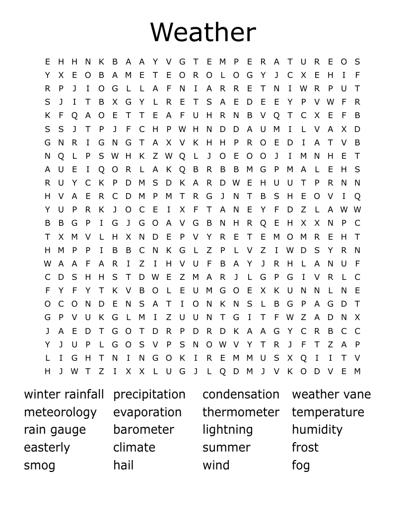 Weather Word Search
