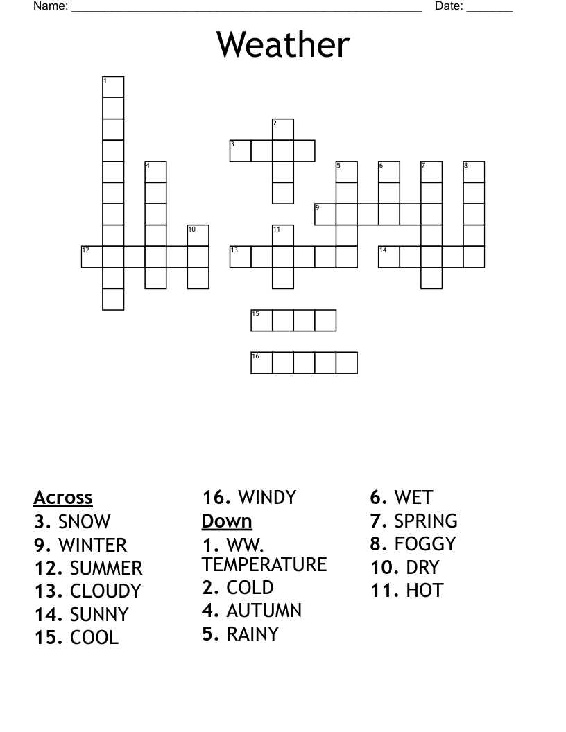 Weather Crossword