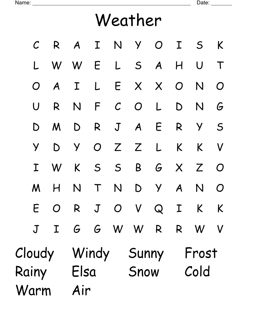 Weather Word Search