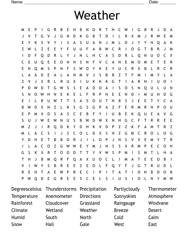 Weather Word Search