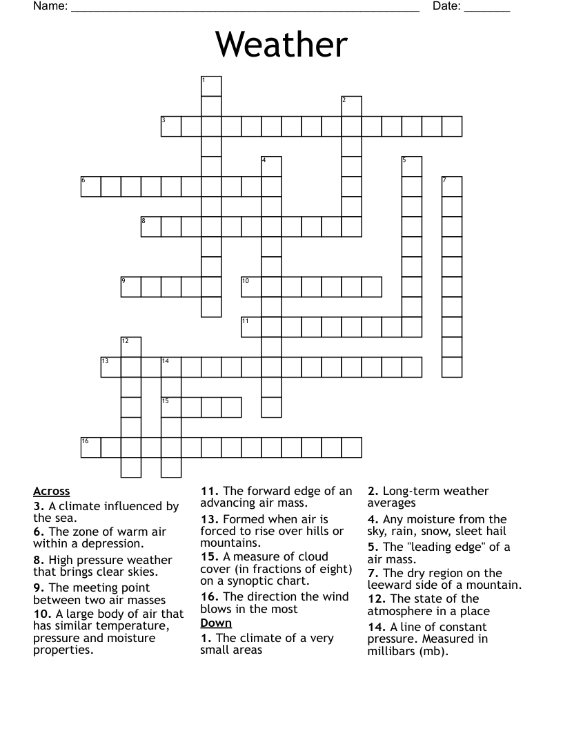 Weather Crossword