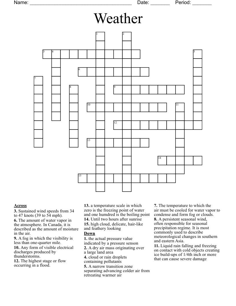 Weather Crossword