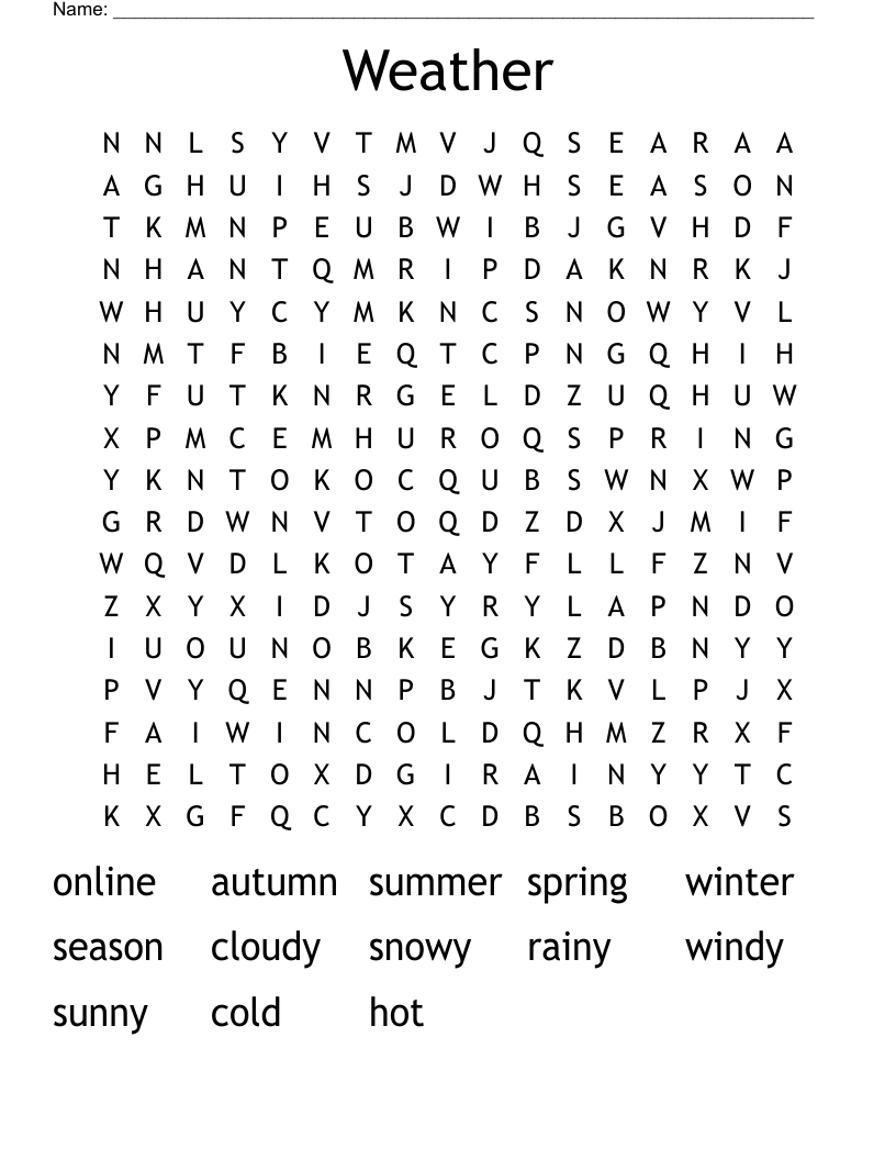 Weather Word Search
