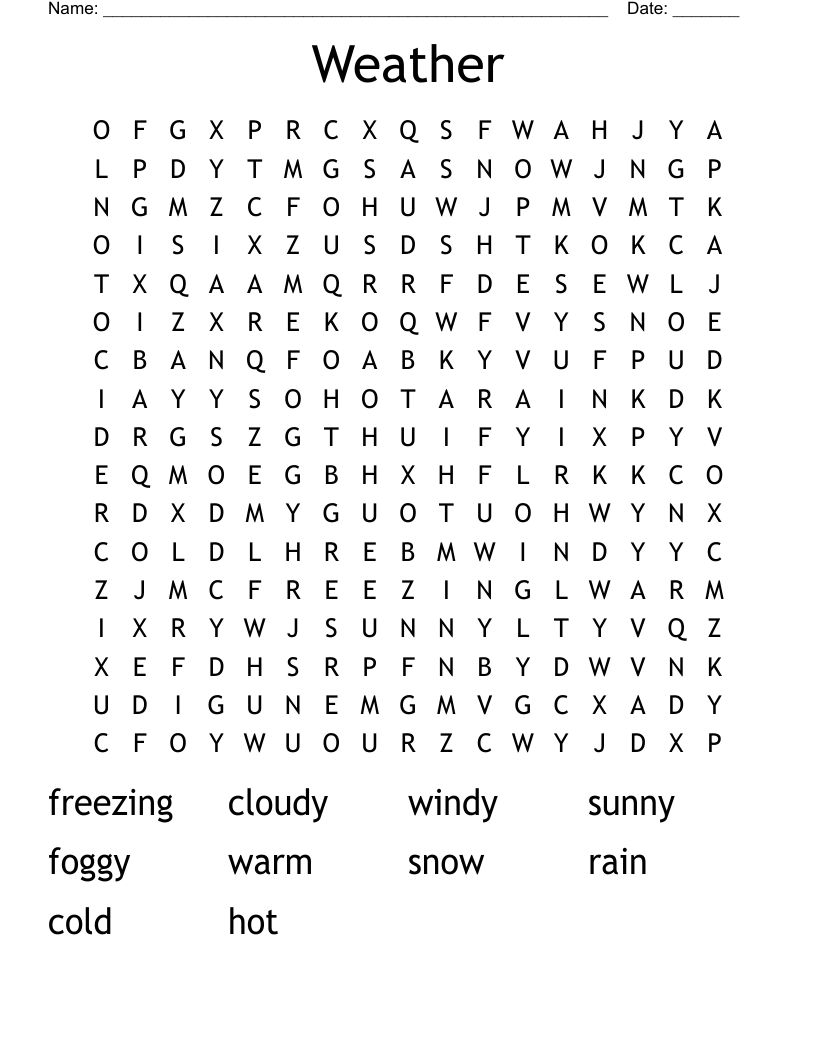 Weather Word Search
