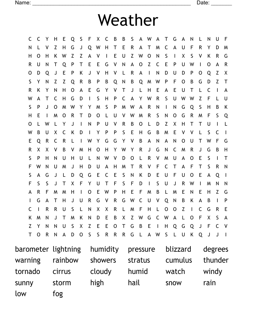Weather Word Search