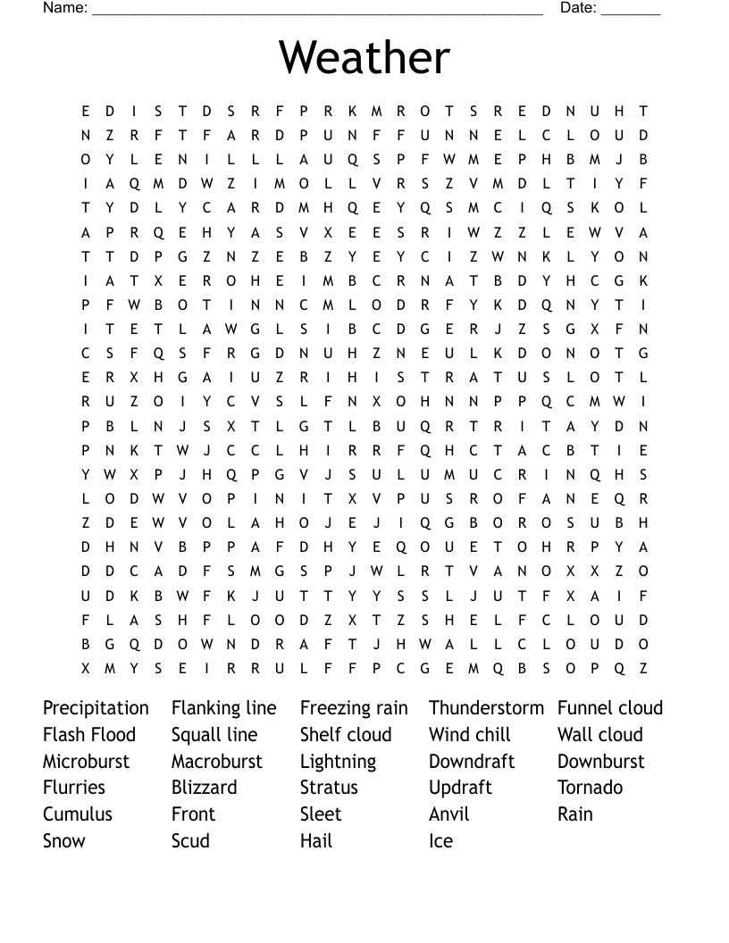 Weather Word Search