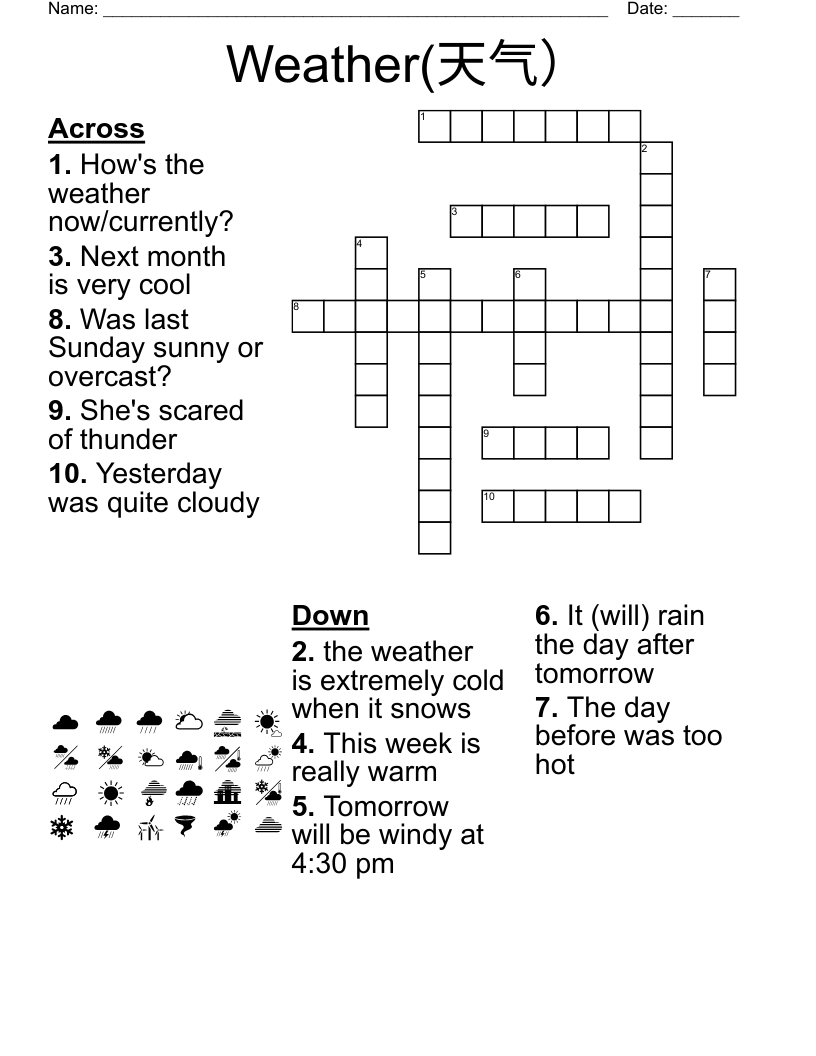 Weather(天气） Crossword