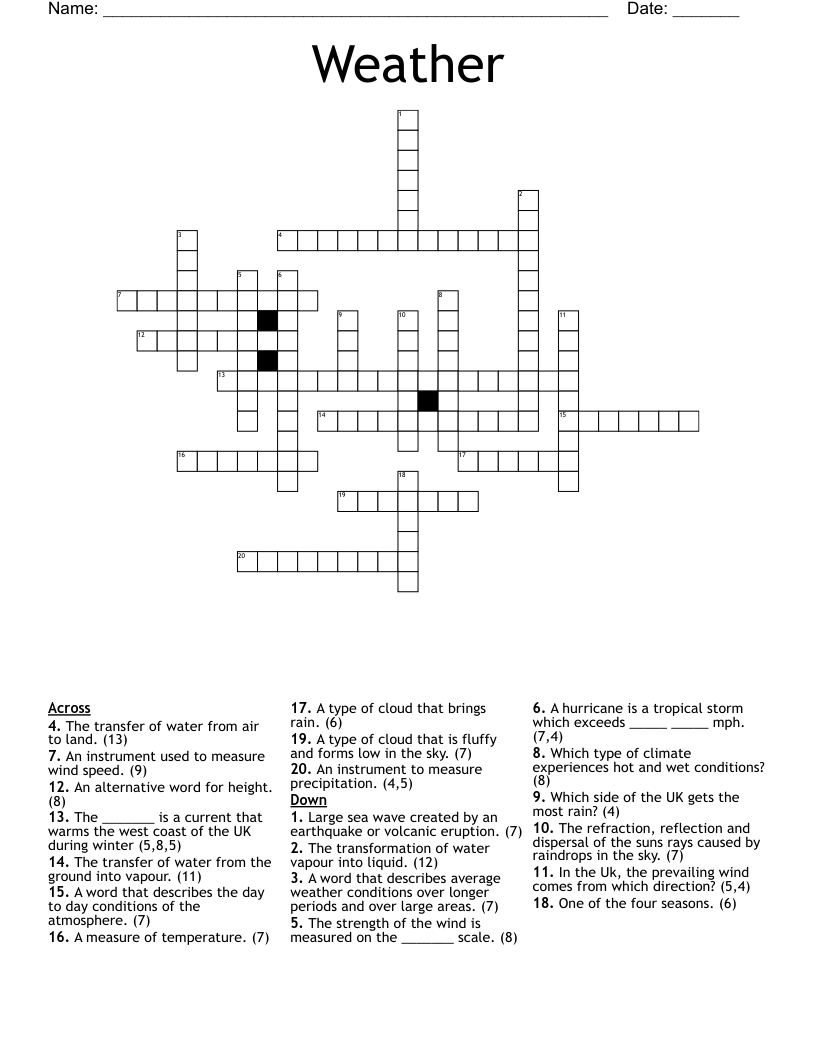 Weather Crossword