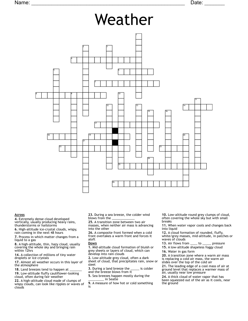 Weather Crossword