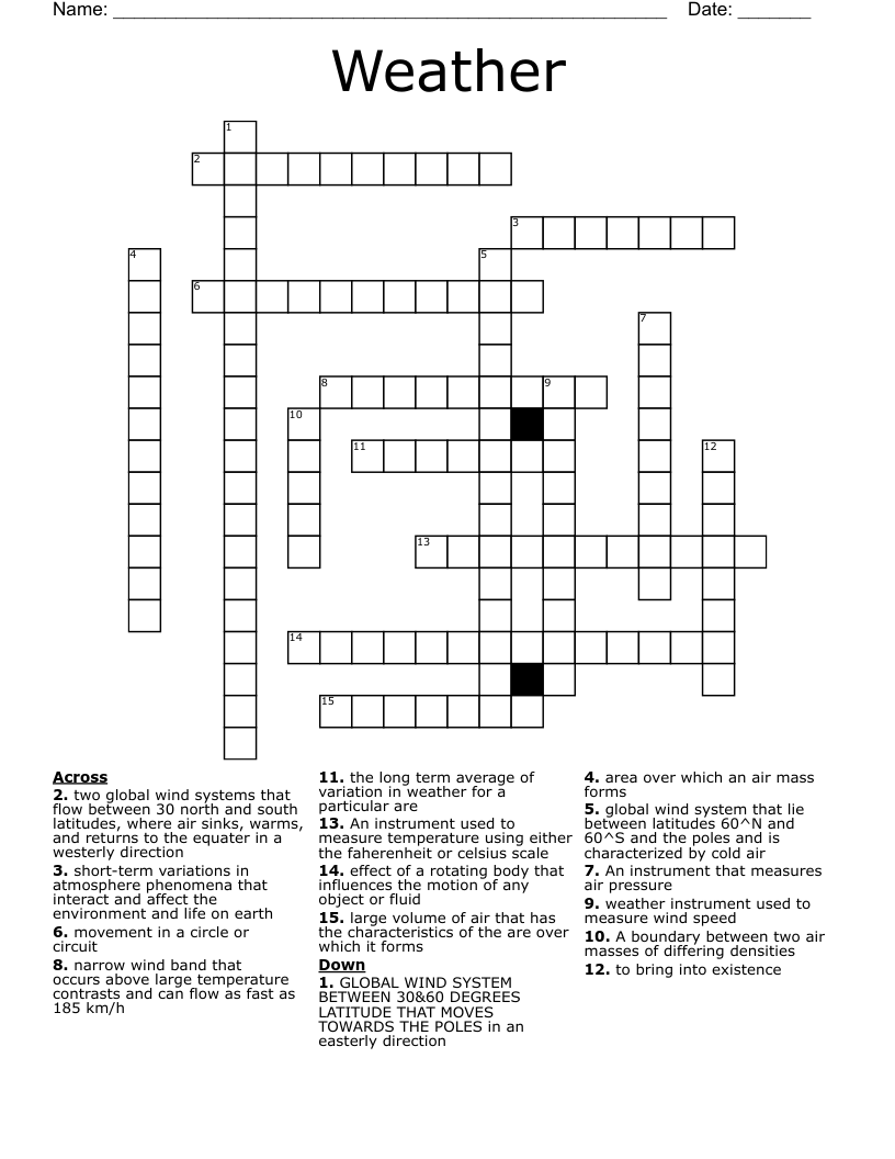 Weather Crossword