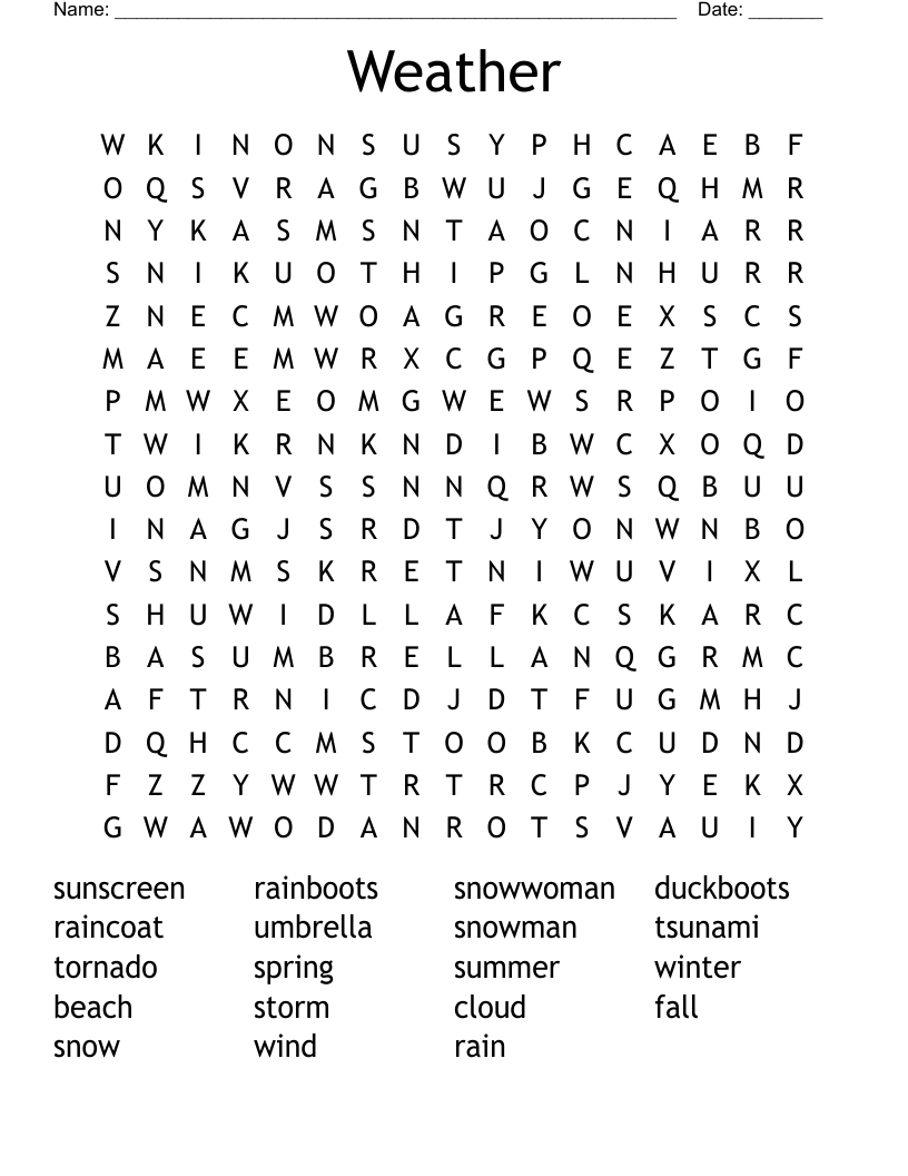 Weather Word Search