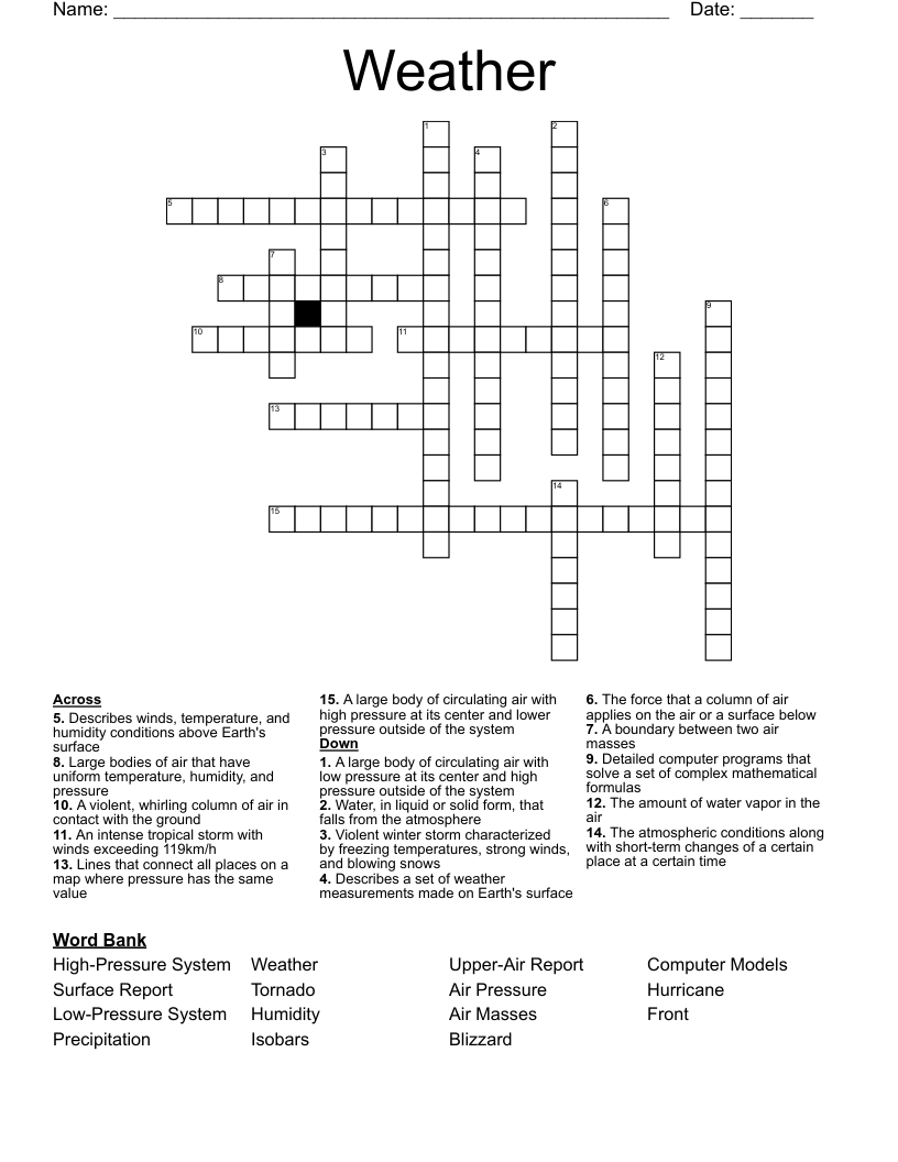 Weather Crossword