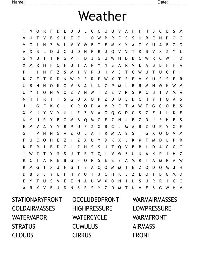 Weather Word Search