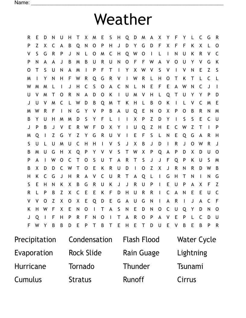 Weather Word Search