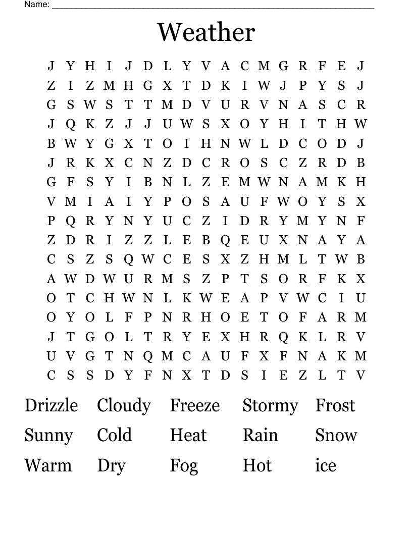 Weather Word Search