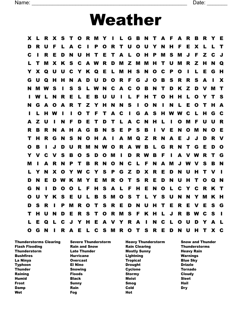 Weather Word Search