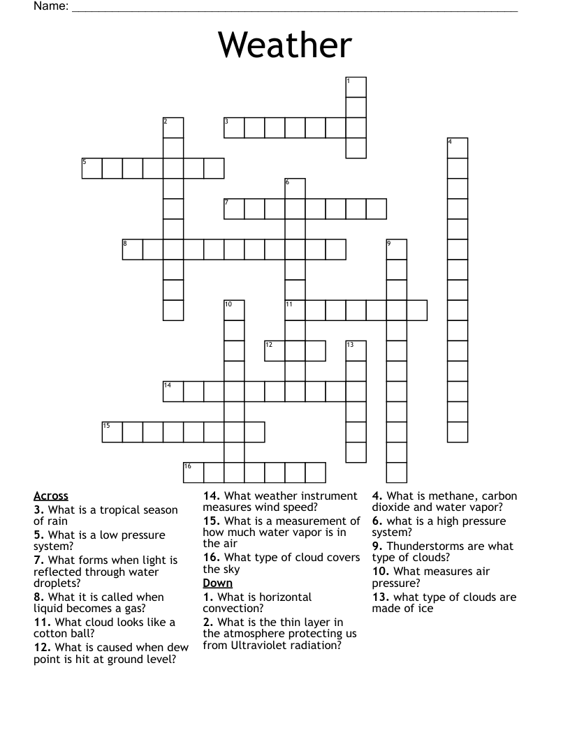 Weather Crossword