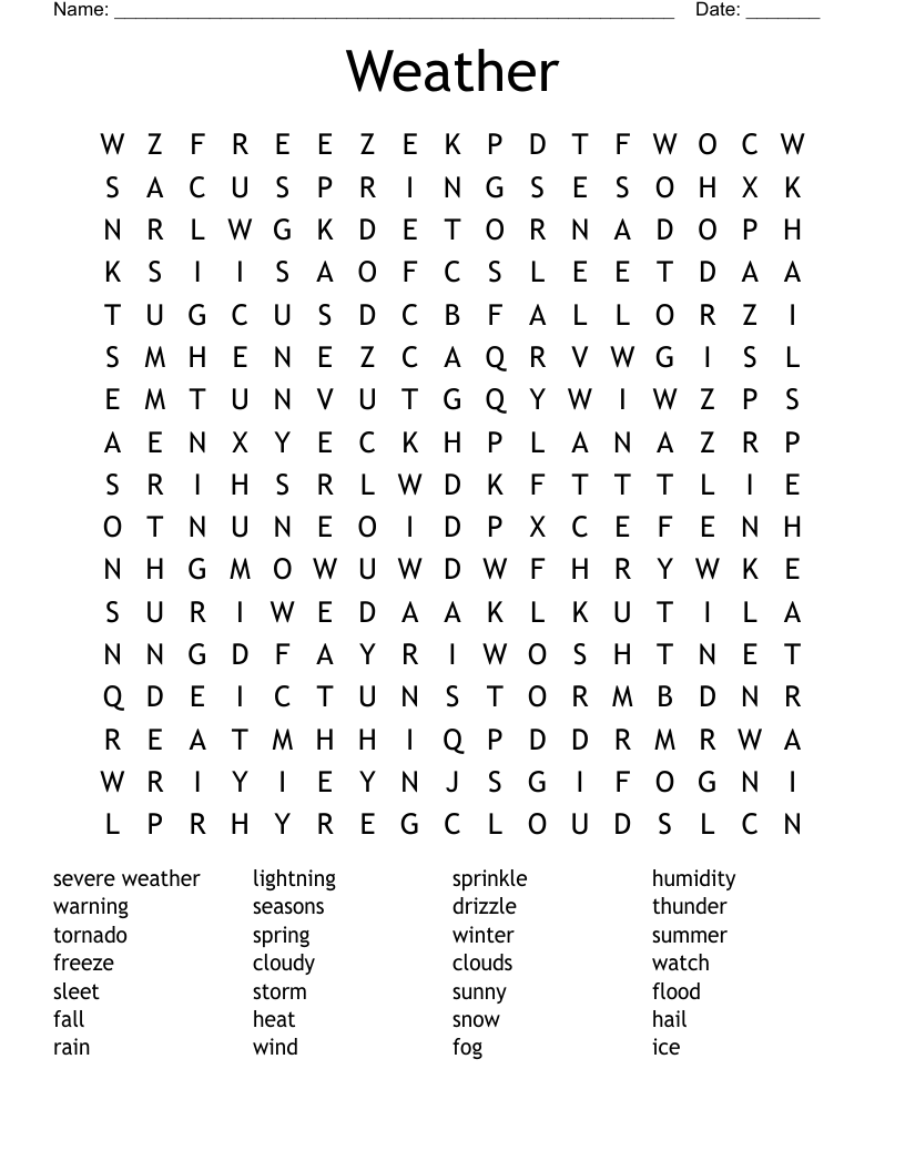 Weather Word Search