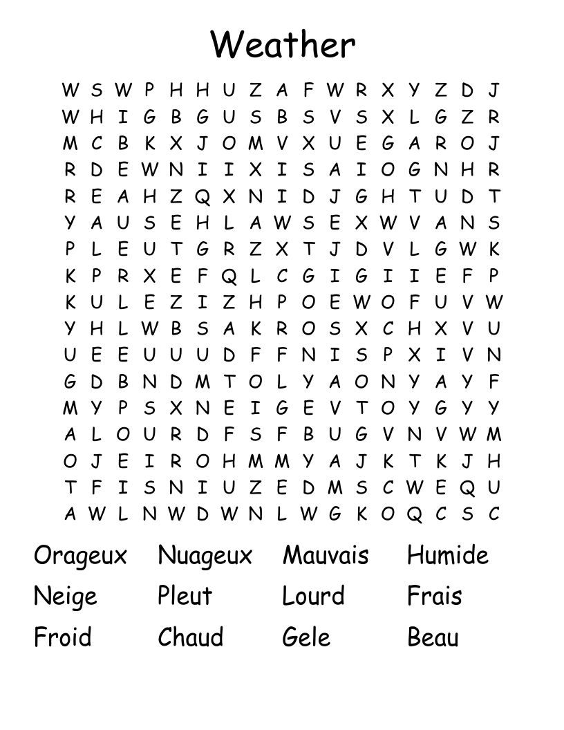 Weather Word Search