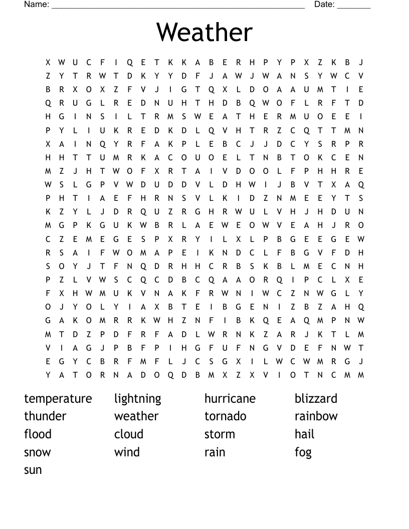 Weather Word Search