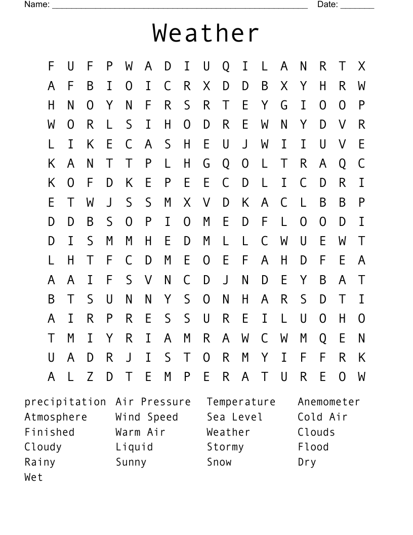 Weather Word Search