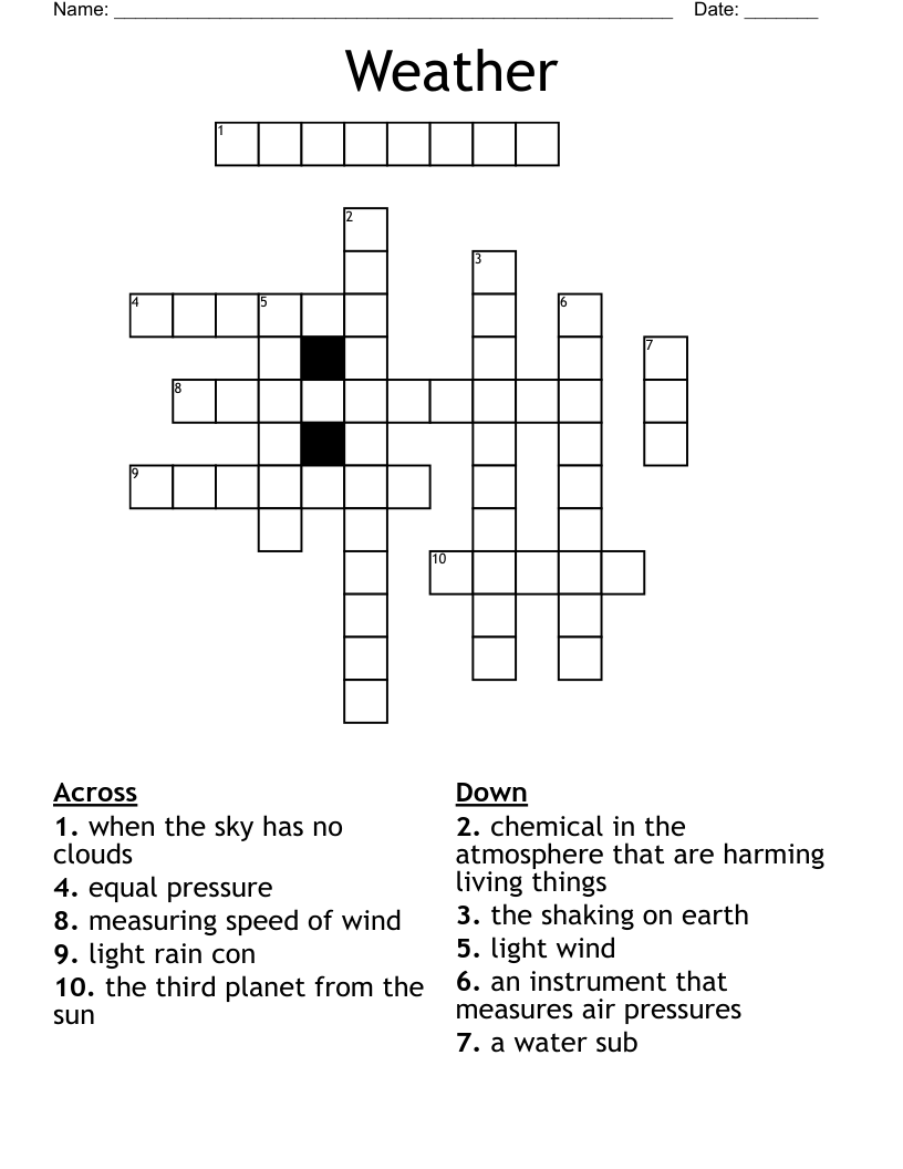 Weather Crossword