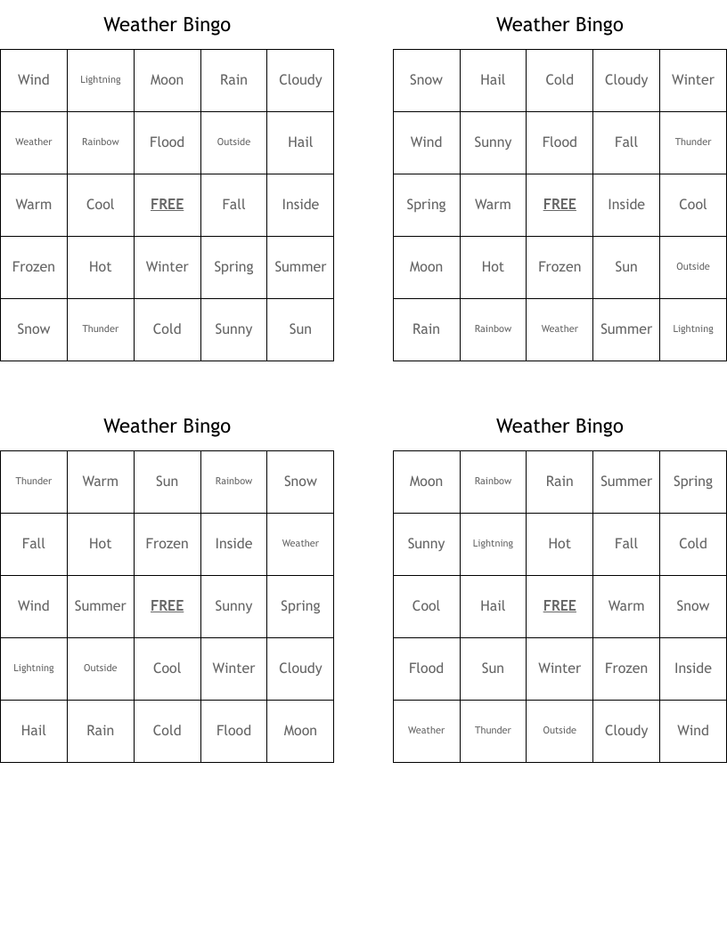 Weather Bingo
