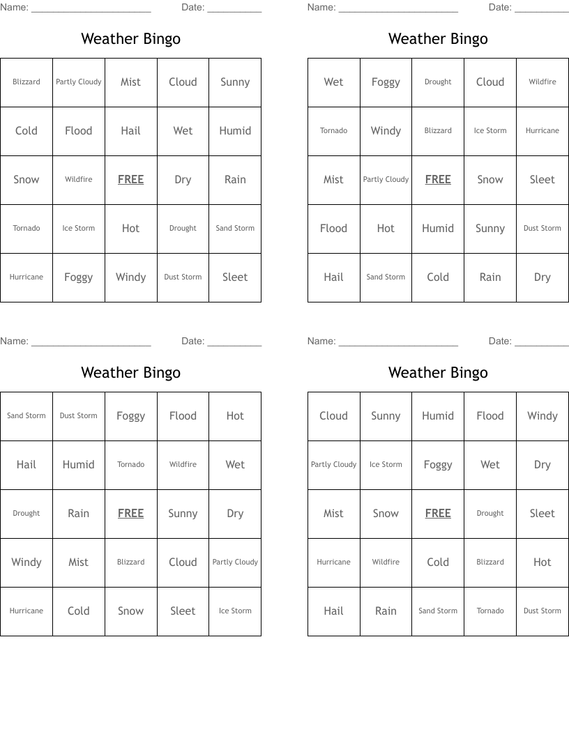 Weather Bingo