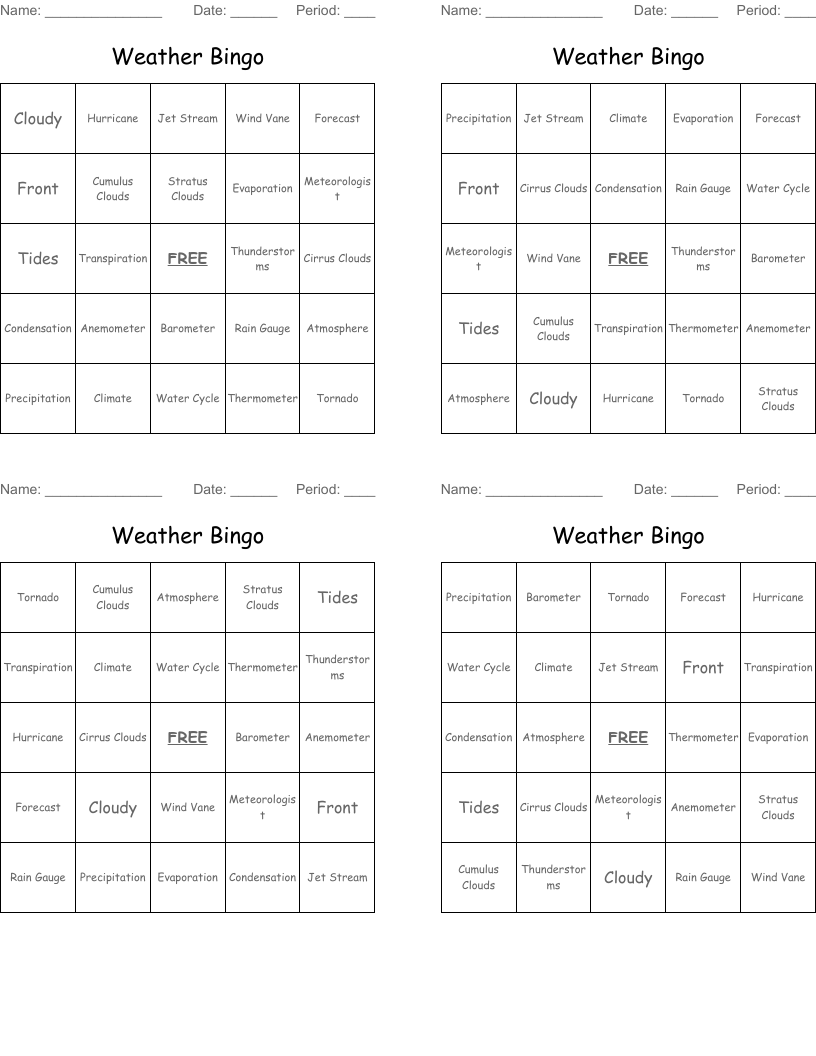 Weather Bingo