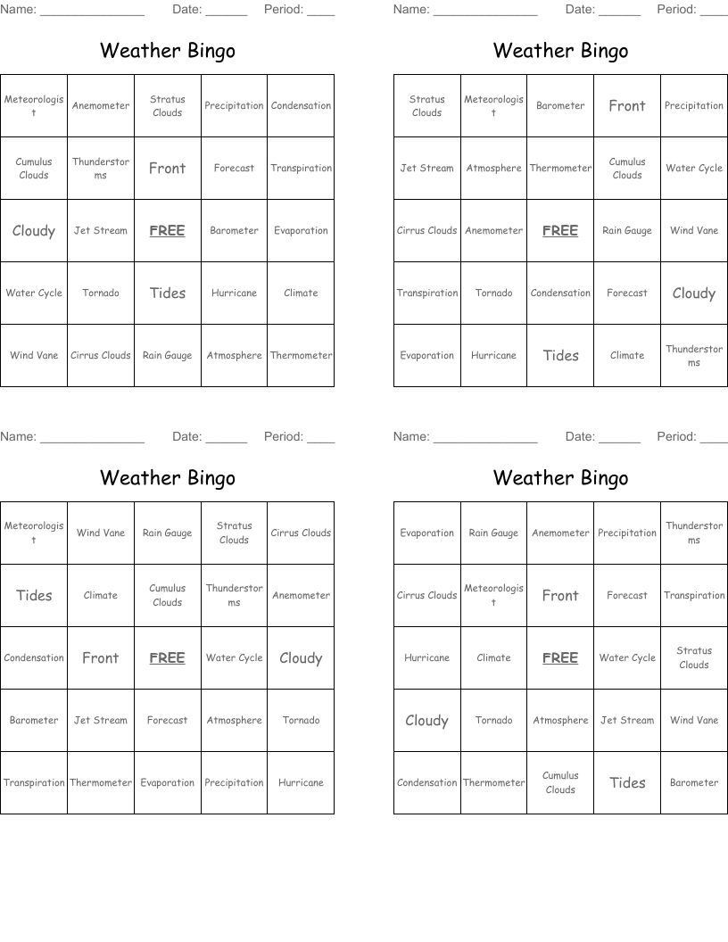 Weather Bingo