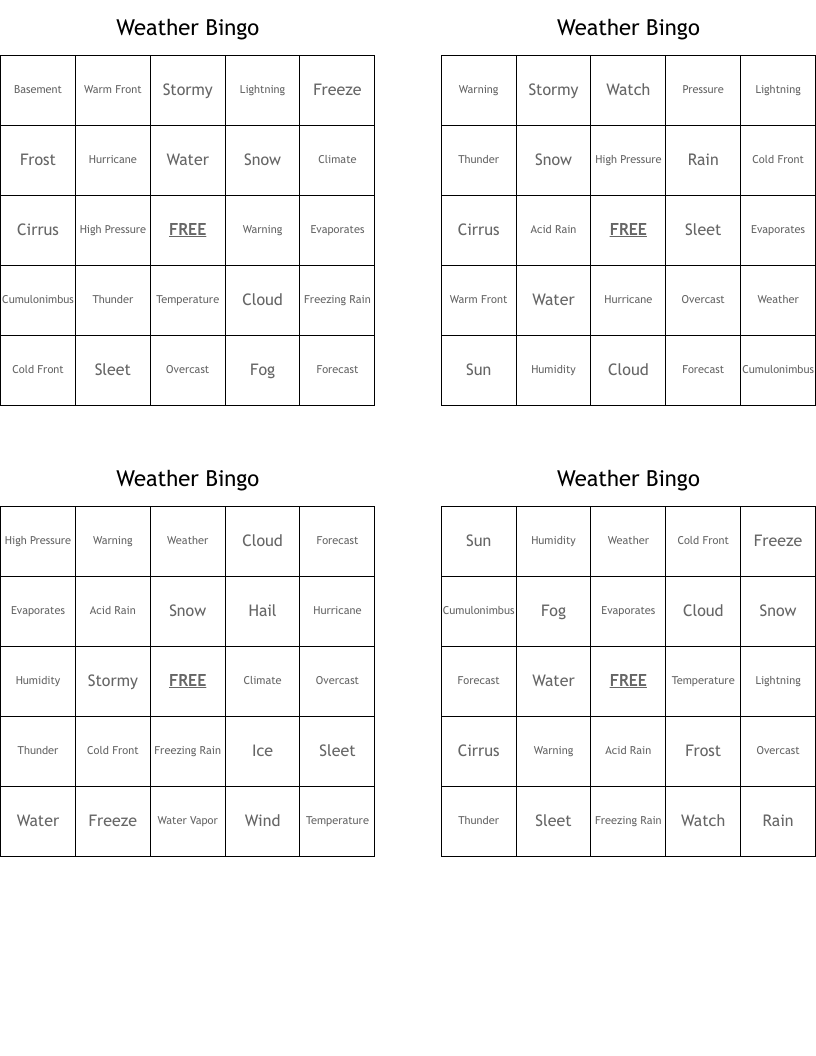Weather Bingo