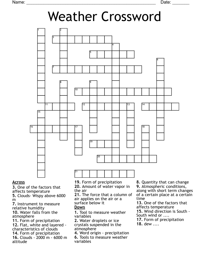 Weather Crossword