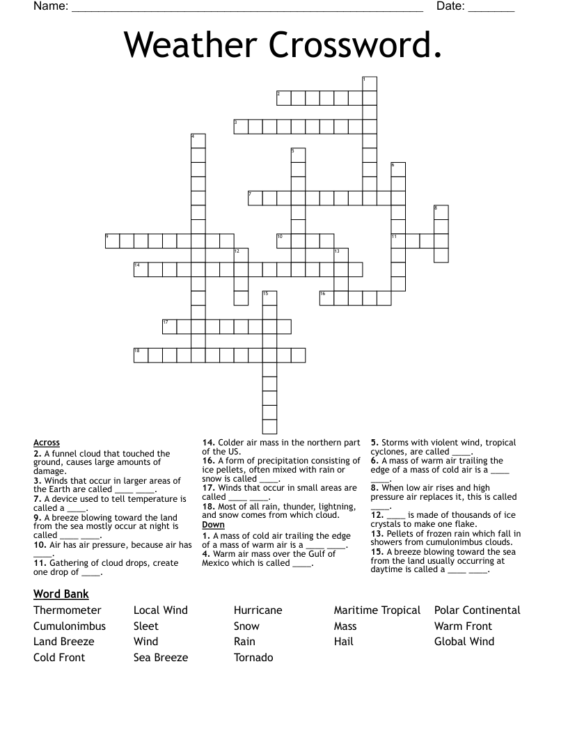 Weather Crossword.