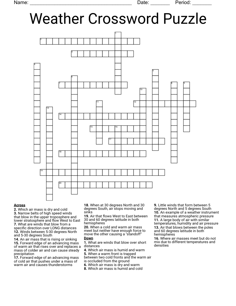 Weather Crossword Puzzle