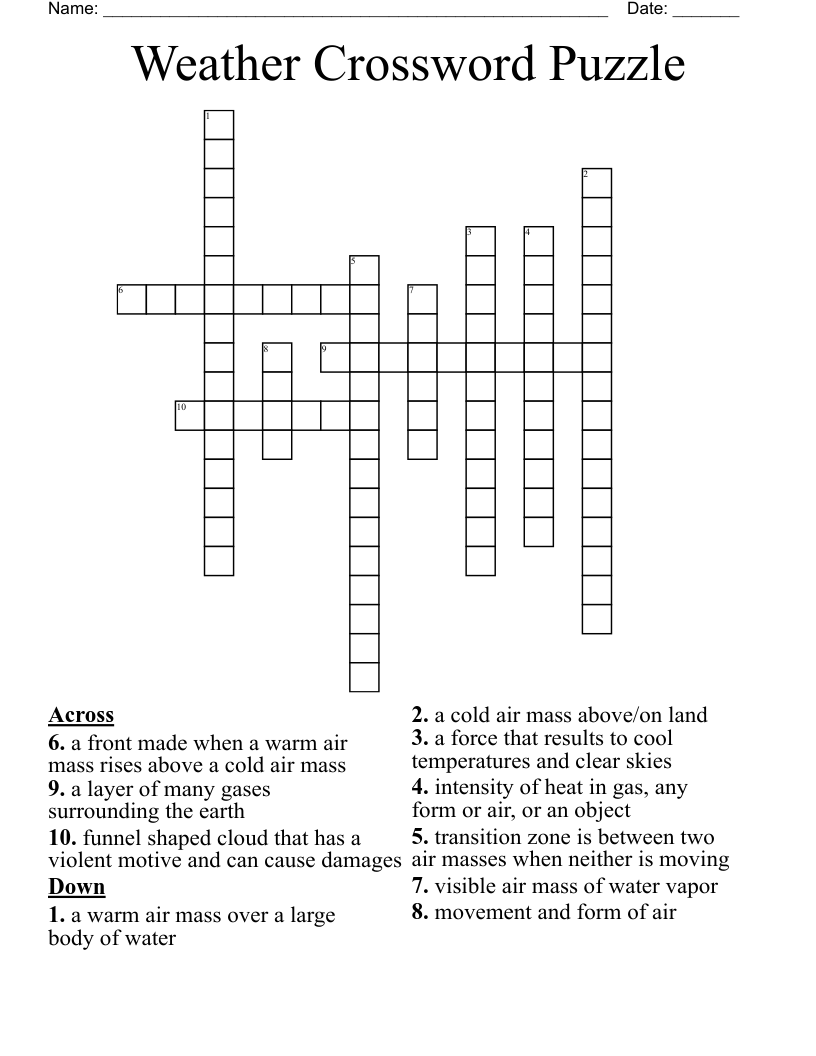 Weather Crossword Puzzle