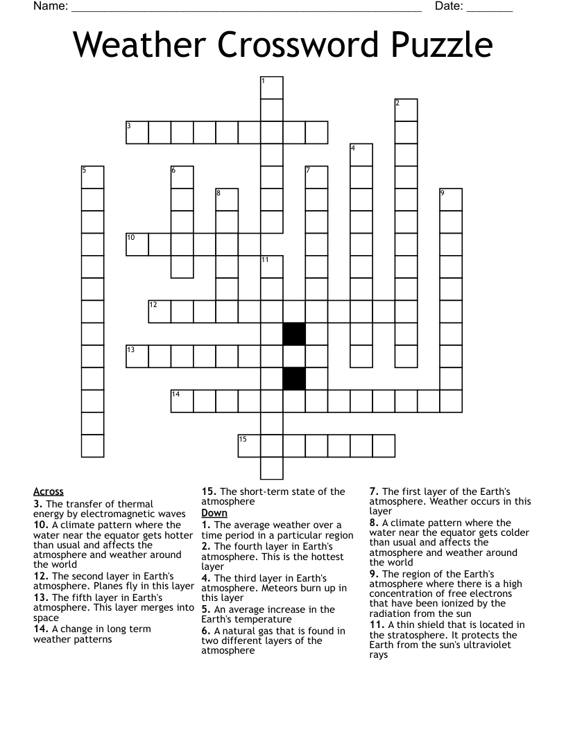 Weather Crossword Puzzle
