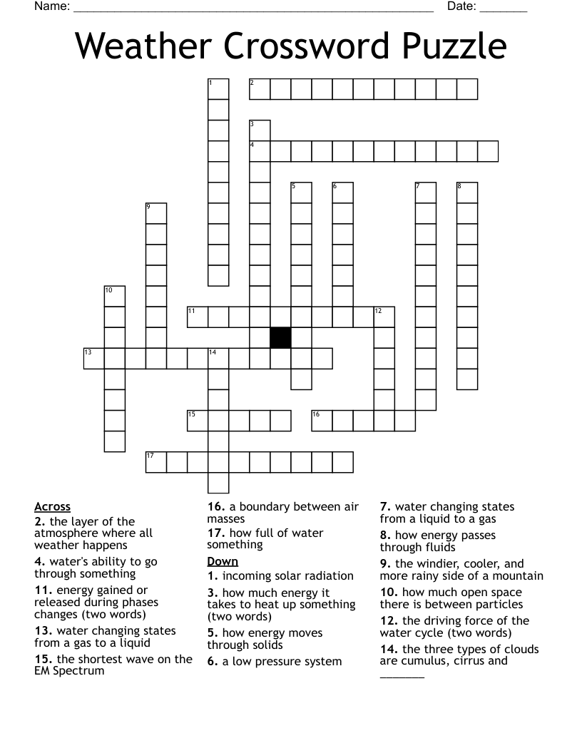 Weather Crossword Puzzle