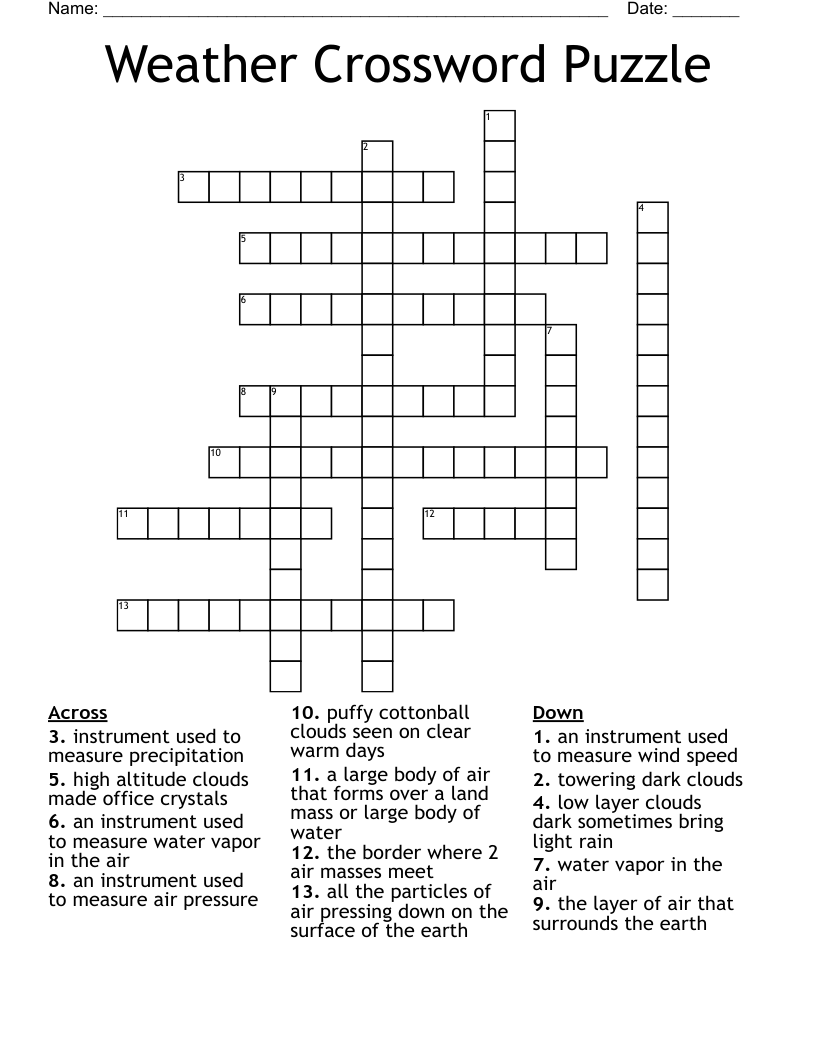 Weather Crossword Puzzle