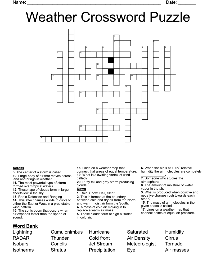 Weather Crossword Puzzle