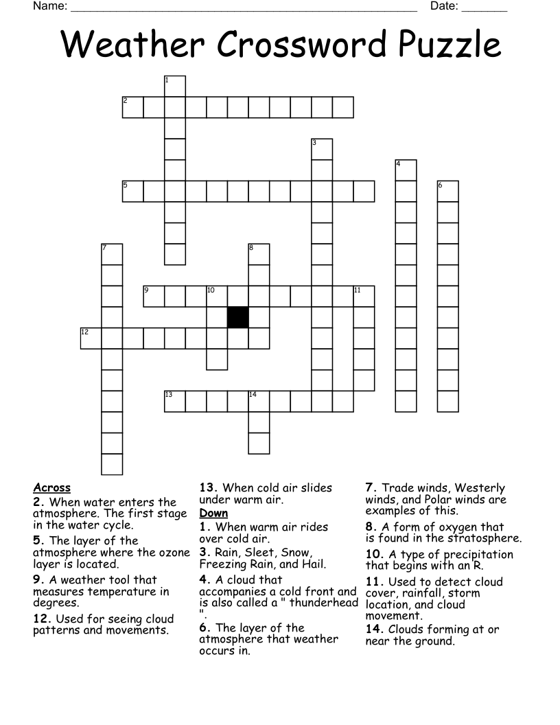 Weather Crossword Puzzle