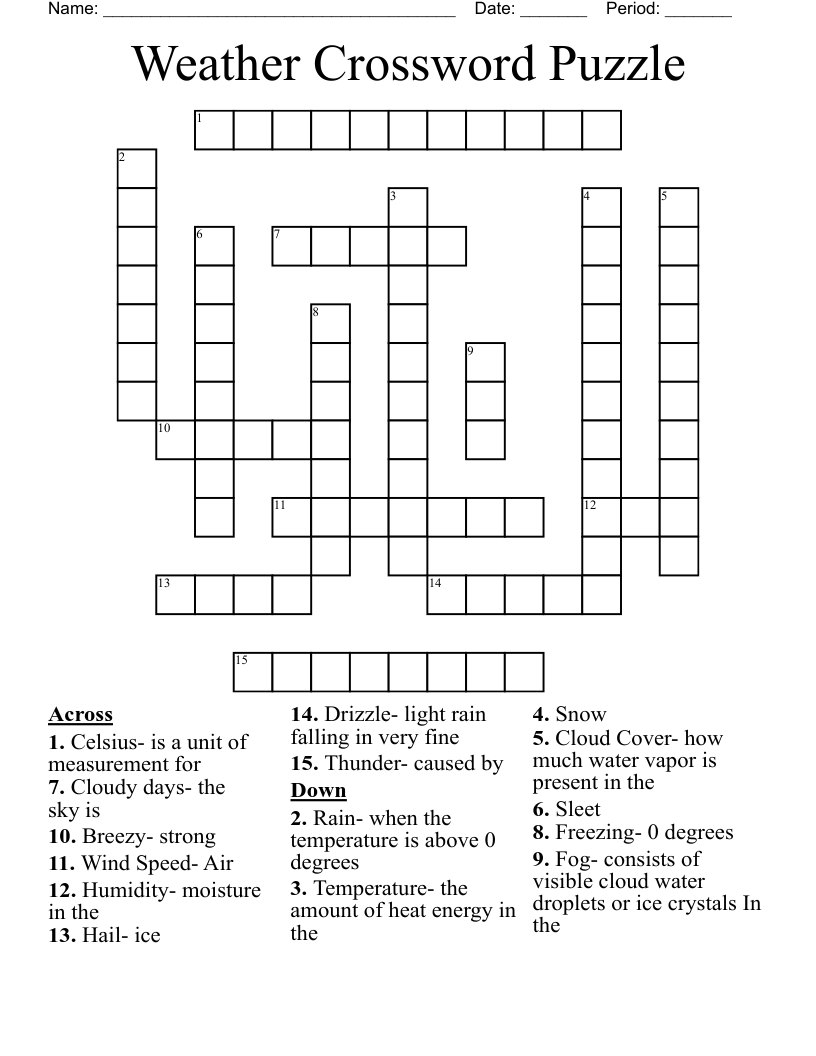 Weather Crossword Puzzle 