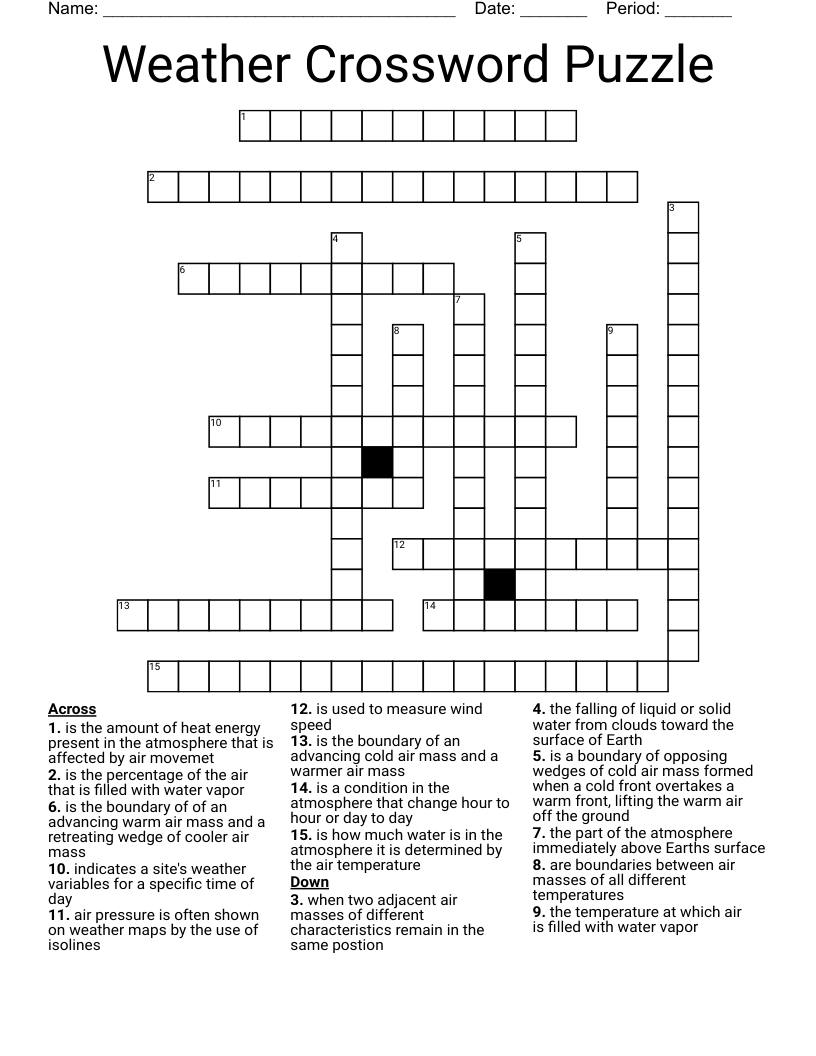 Weather Crossword Puzzle  