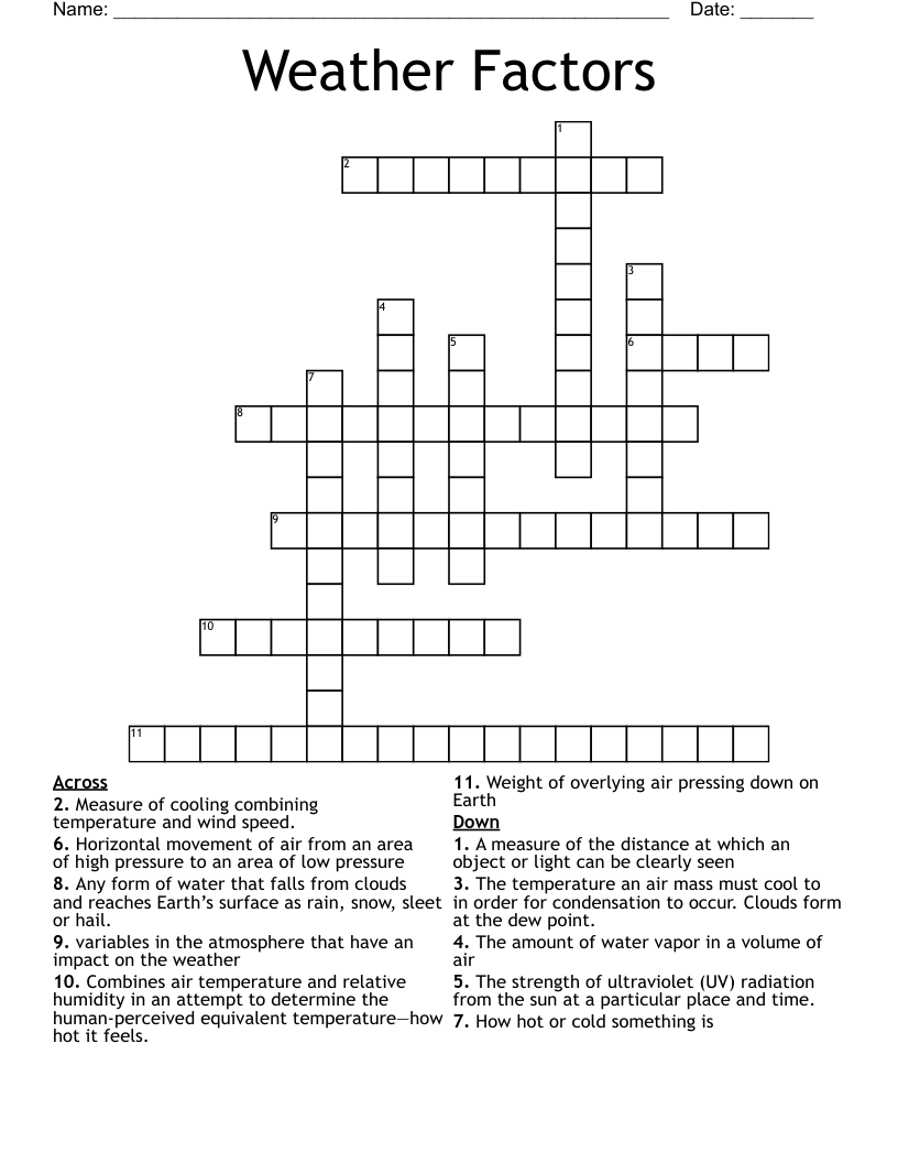 Weather Factors Crossword