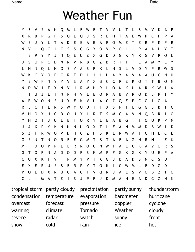 Weather Fun Word Search