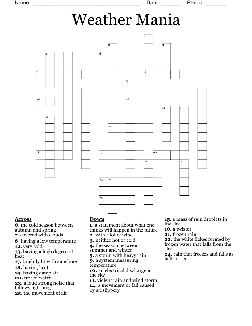 Weather Mania Crossword